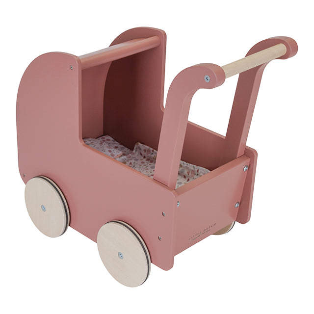 LITTLE DUTCH medinis lėlės vežimėlis su lėle